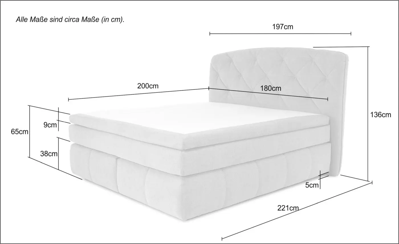 Boxspringbett Mila Mix grau 180 x 200 cm